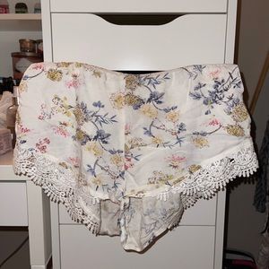 flowy floral lace shorts